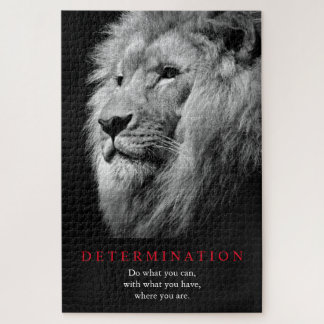 Black & White Motivational Determination Lion Art Jigsaw Puzzle