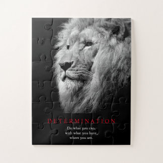 Black & White Motivational Determination Lion Art Jigsaw Puzzle