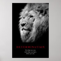 Black & White Motivational Determination Lion Art