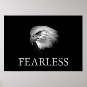 Black & White Motivational Fearless Eagle Poster