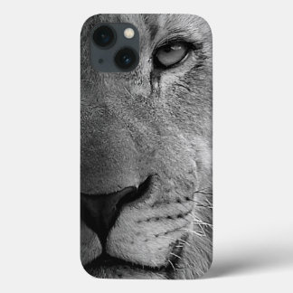 Black White Motivational Leadership Lion Portrait iPhone 13 Case