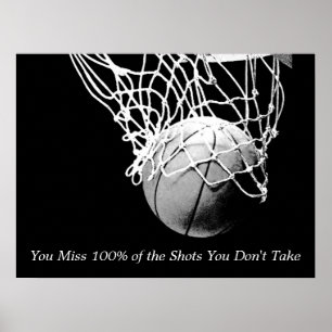 Black & White Motivational Quote Basketball Poster