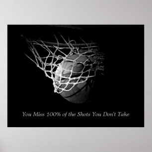 Black & White Motivational Quote Basketball Poster