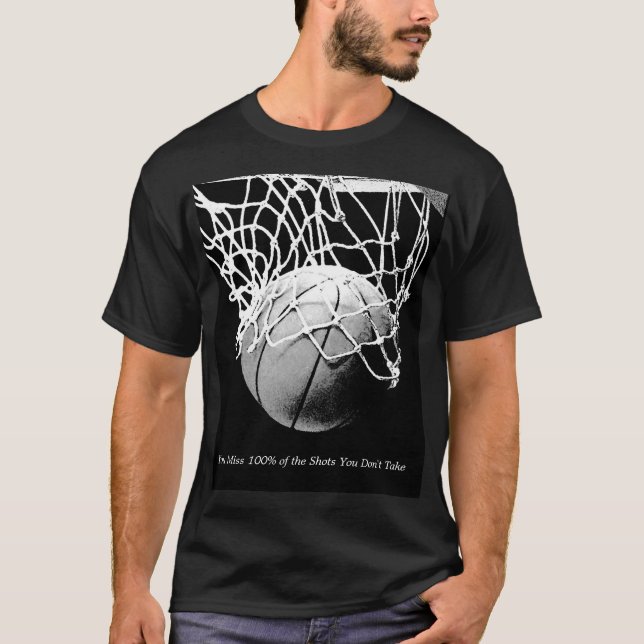 Black White Motivational Quote Basketball T-Shirt (Front)