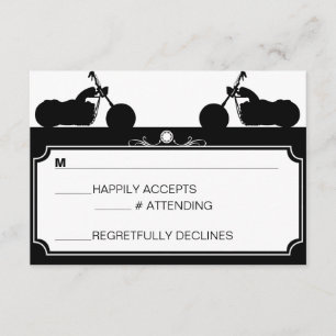 Black & White Motorcycle Biker Silhouette rsvp Card