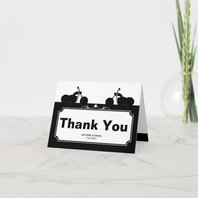 Black White Motorcycle Biker Silhouette Thank You (Front)