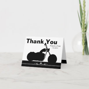 Black White Motorcycle Biker Silhouette Thank You Card