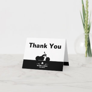 Black White Motorcycle Biker Silhouette Thank You Card