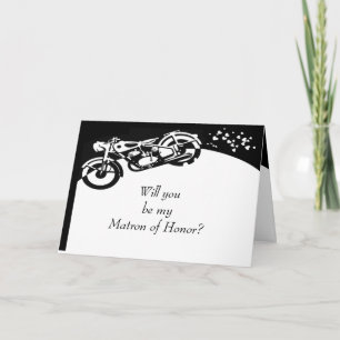 Black White Motorcycle Custom Matron of Honour Invitation