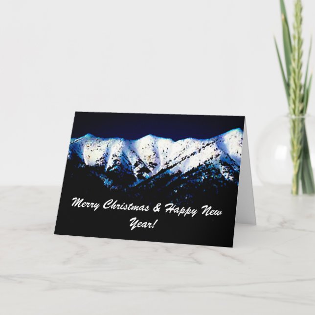 Black & White Mountains Holiday Card (Front)