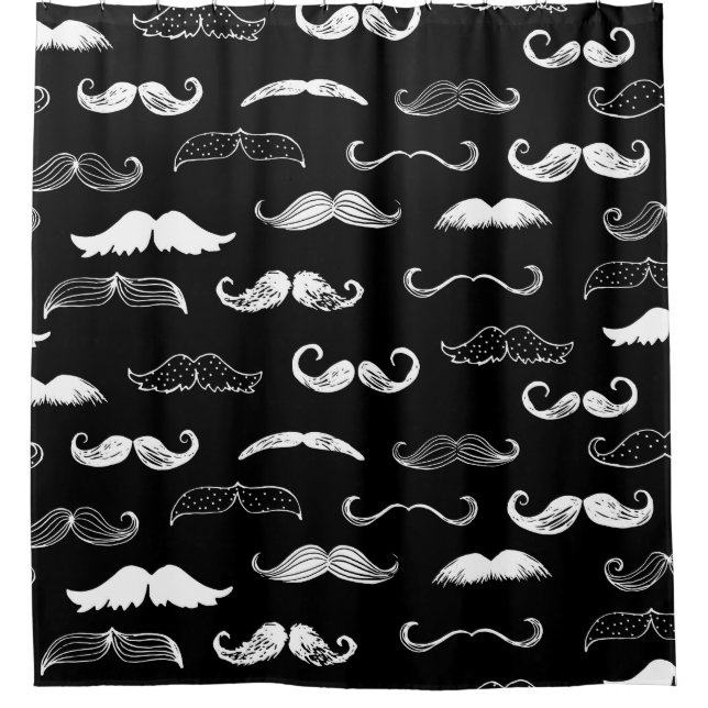 Black & White Moustache Seamless Repeat Background (Front)