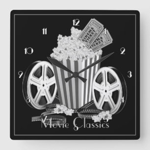 Black & White Movie Classics Square Wall Clock