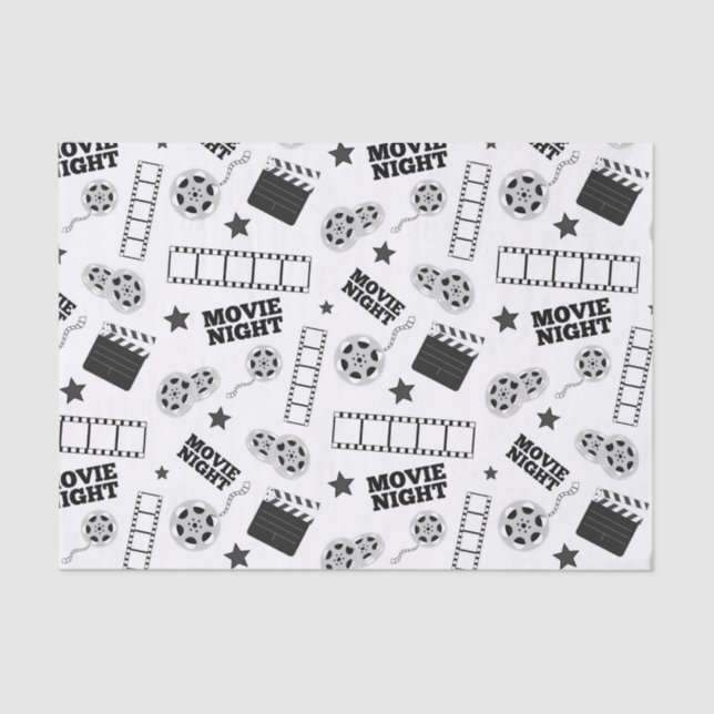 Black white movie night party tissue paper (Front)