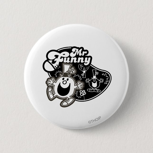 Black & White Mr. Funny 2 Inch Round Button (Front)