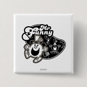 Black & White Mr. Funny 2 Inch Square Button