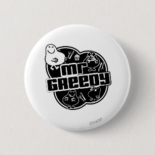 Black & White Mr. Greedy 2 Inch Round Button