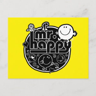 Black & White Mr. Happy Postcard