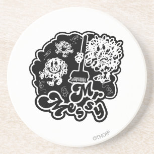 Black & White Mr. Messy Cleaning Coaster