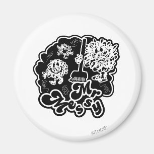 Black & White Mr. Messy Cleaning Magnet