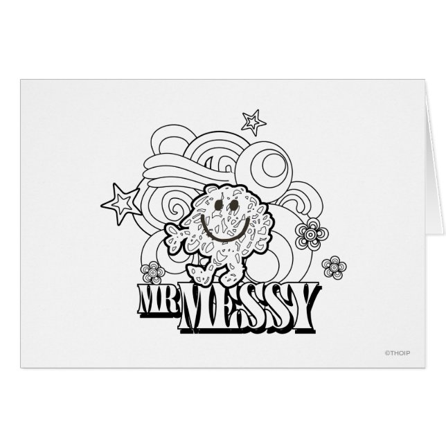 Black & White Mr Messy | Étoiles et tourbillons (Devant horizontal)