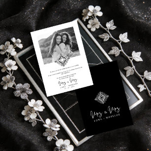 Black & White Mrs & Mrs Ornamental Flourish LGBT Thank You Card