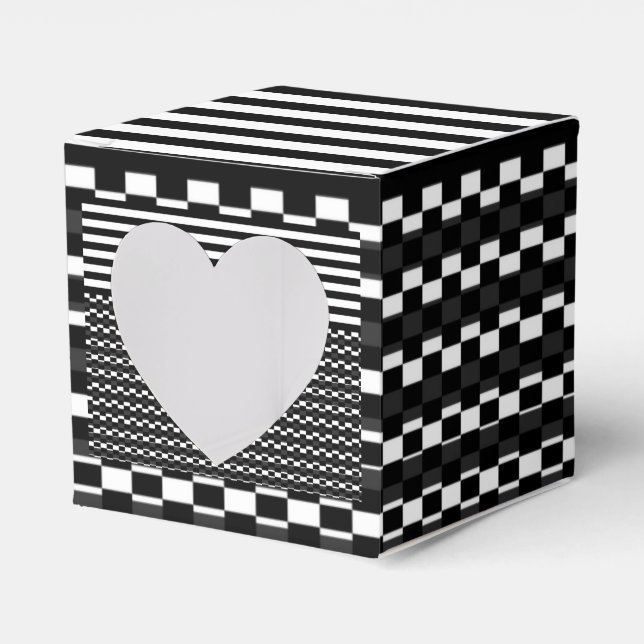 Black & White Multi-Patterns  Favor Box (Front Side)
