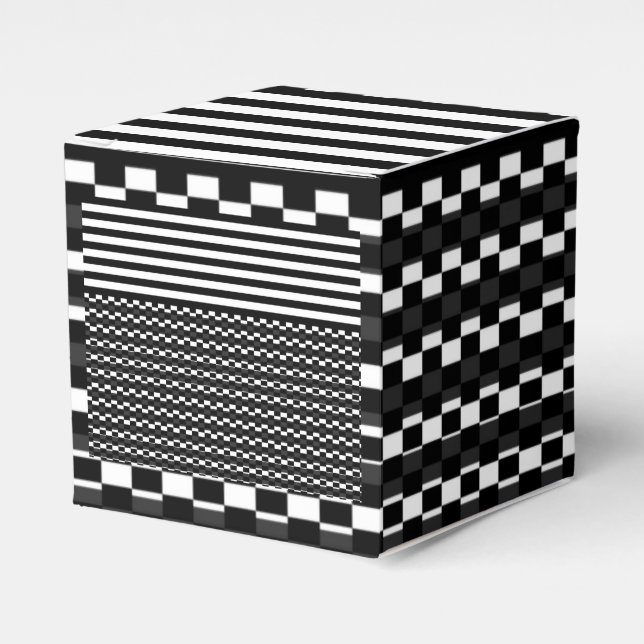 Black & White Multi-Patterns  Favor Box (Front Side)