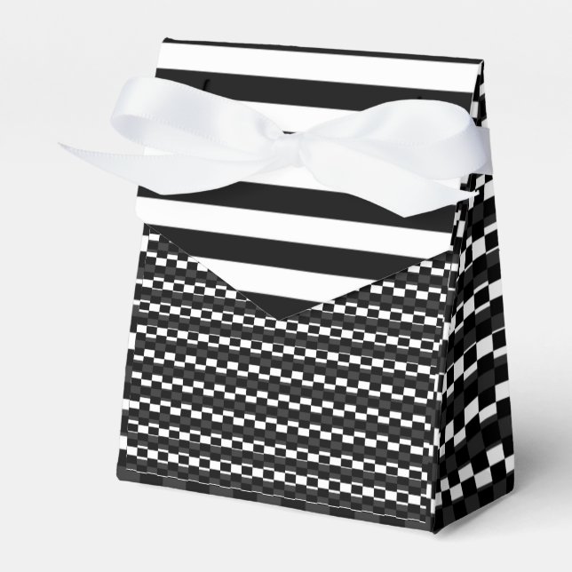 Black & White Multi-Patterns  Favor Box (Front Side)