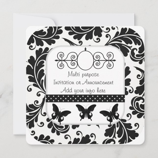 Black White Multi Purpose Invitation Announcement (Front)