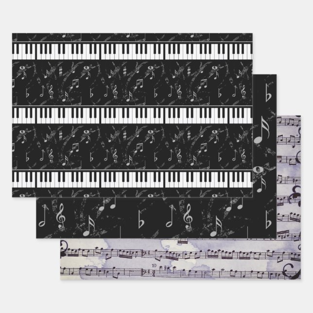 Black & White Music Collection Wrapping Paper Shee (Set)