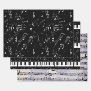 Black & White Music Collection Wrapping Paper Sheet