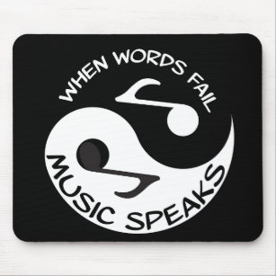 Black White Music Note Modern Quote Mouse Pad