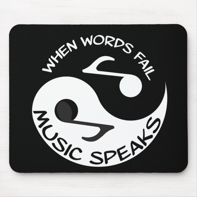 Black White Music Note Modern Quote Mouse Pad (Front)