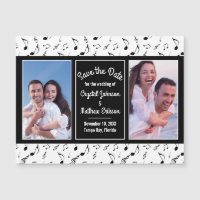 Black White Music Notes Photo Save the Date Magnet
