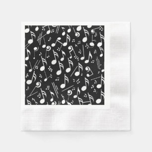 Black & White Musical Notes Paper Napkin