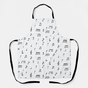 Black & White Musical Notes Symbol Pattern Apron