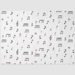 Black & White Musical Notes Symbol Pattern Tissue Paper