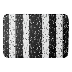 Black & White Musical Stripes Bath Mat