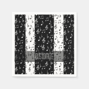 Black & White Musical Stripes Napkins