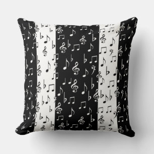 Black & White Musical Stripes Throw Pillow