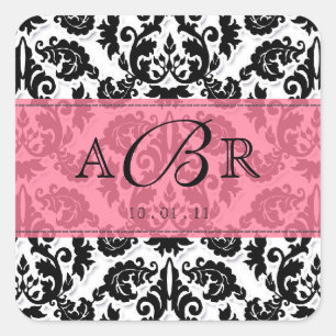 Black White n Hot Pink Fleur de Lis Damask Sticker