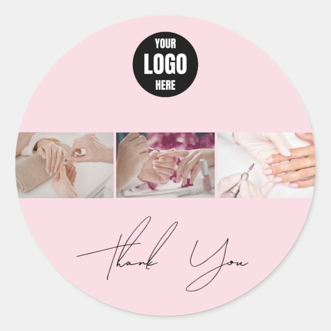 Black & White Nail Tech Logo Sticker  (Front)