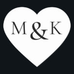 Black & White Name Initial Wedding Engagement Heart Sticker<br><div class="desc">Black & White Name Initial Wedding Engagement Heart Sticker

See matching collection in our store</div>