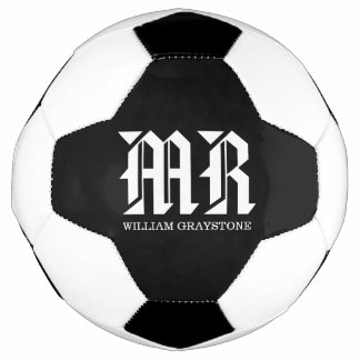 Black & White Name Monogram MR  Soccer Ball