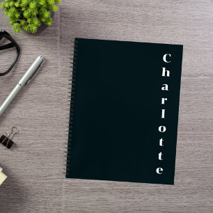 Black white name notebook