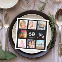 Black white name photo collage 60th birthday