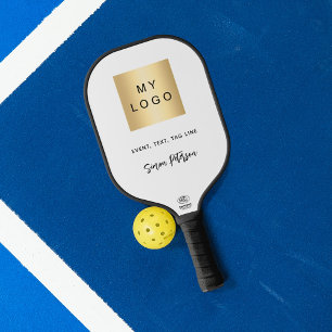 Black white name signature business logo pickleball paddle