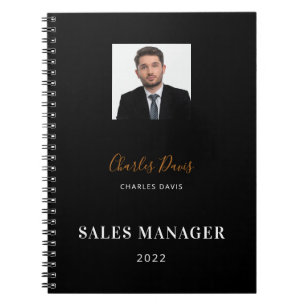 Black white name signature photo business 2022 notebook