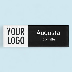 Black & White Name Tag Custom Logo Magnetic Modern