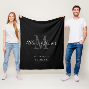 Black White Names Wedding Established Keepsake Fleece Blanket